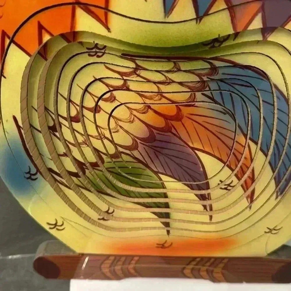 Rooster collapsing wood spiral fruit bowl - Picture 5 of 5